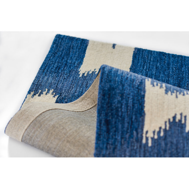 Chiara Handmade Wool Navy Blue/Beige Rug | Joss & Main